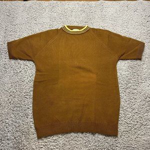 Vintage 60s Penneys Towncraft Acrylic Crew Neck Ringer Short Sleeve Sweatshirt M